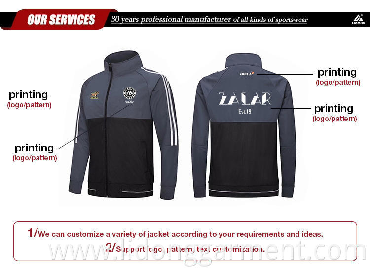 Fashion Men Outdoor Track Jacket Polyester Sport Soccer Jacket/Latest Design Jacket Coat for Men